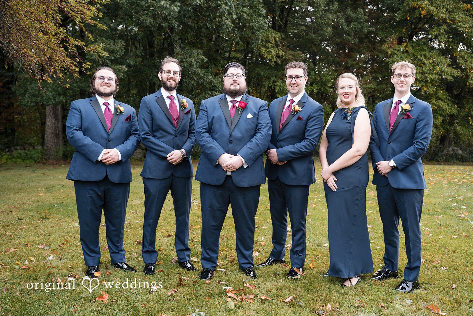 Andrew and his groomsmen in navy suits