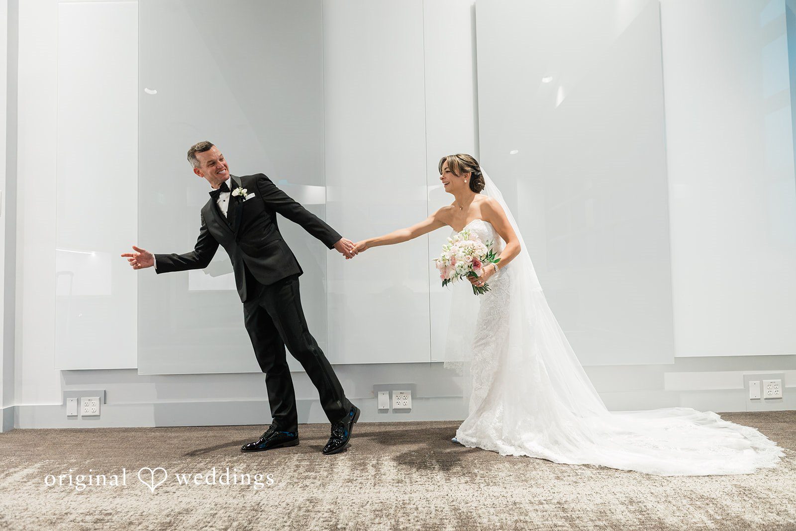 Groom turning for the first look