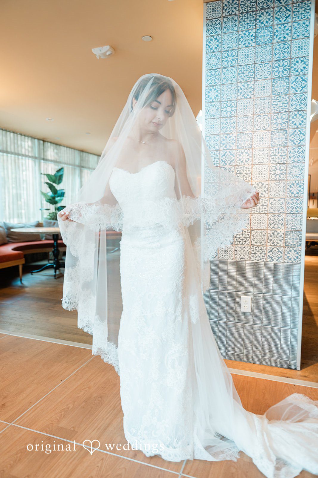Full length bride portrait in her veil
