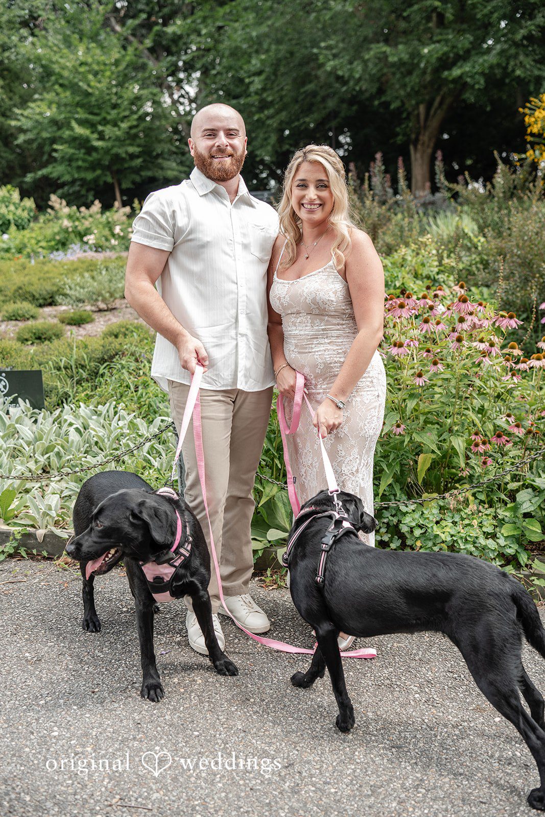 Jackie + Will Outdoor portrait with the dogs
