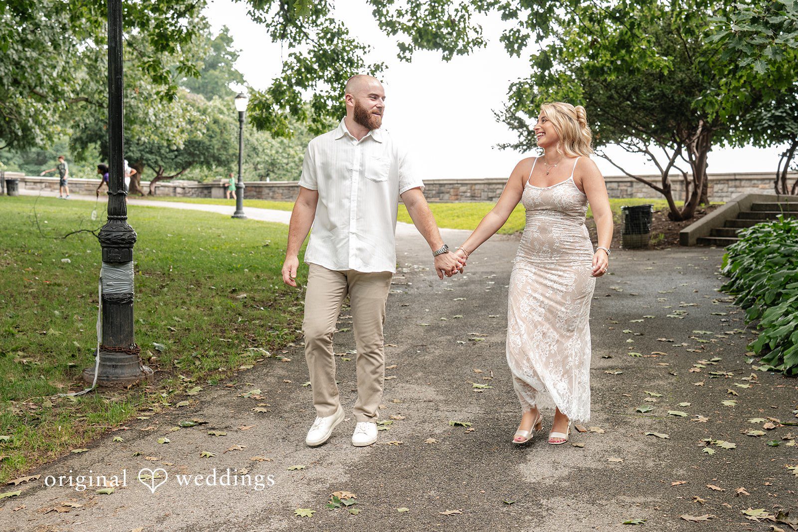 Jackie + Will The couple takes a walk outdoors at Fort Tryon Park