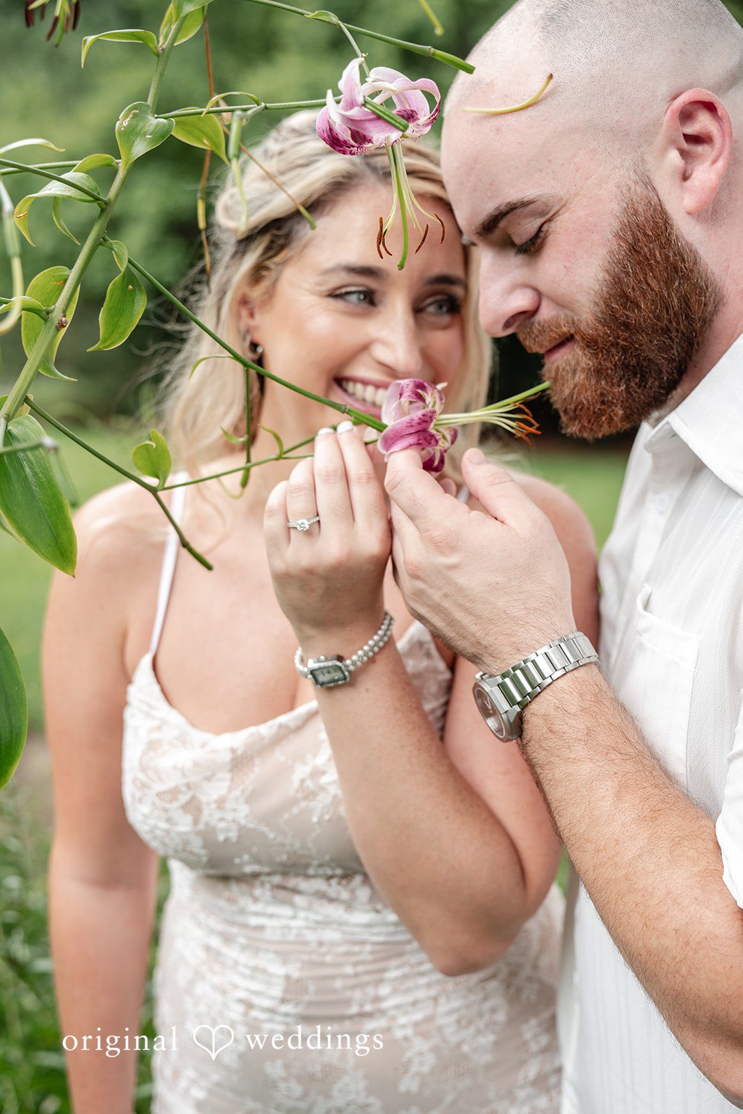 Jackie + Will Portrait by the garden