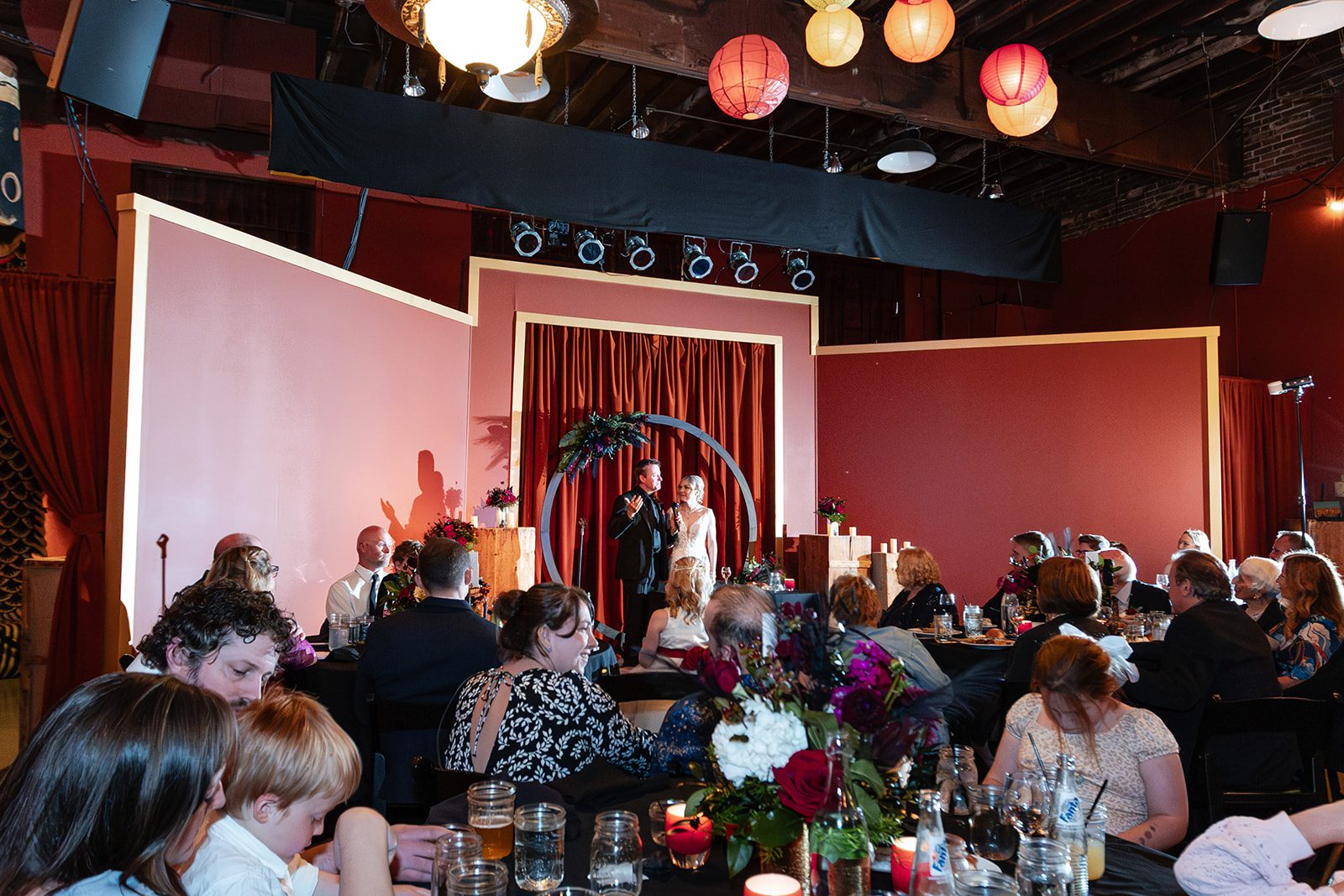 Reception room with lanterns and tables at Georgetown Ballroom Reception room with lanterns and tables at Georgetown Ballroom
