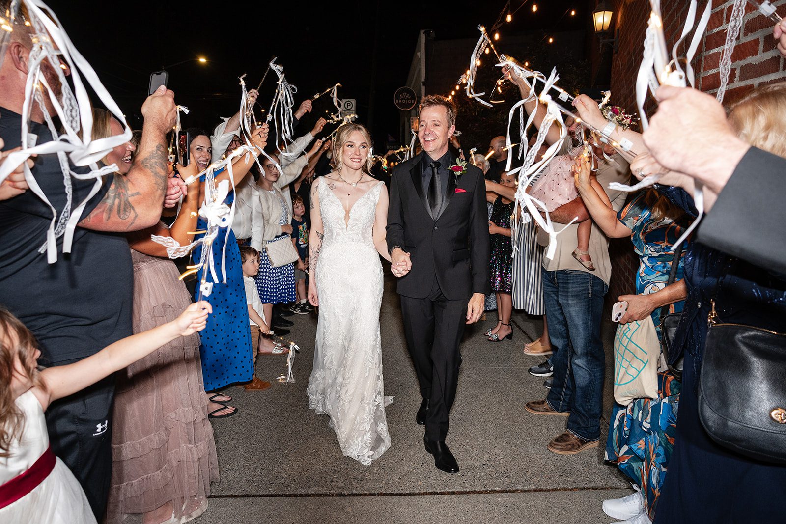 Send off with light up wands Send off with light up wands