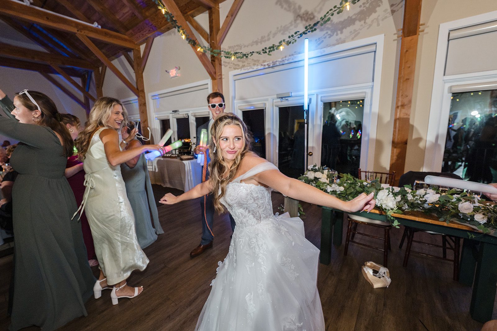 Bride dancing with guests