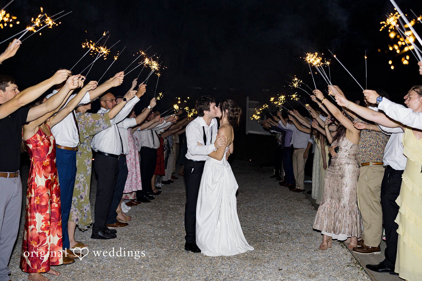 Ethan + Kelcy Sparkler send off at the end of the night