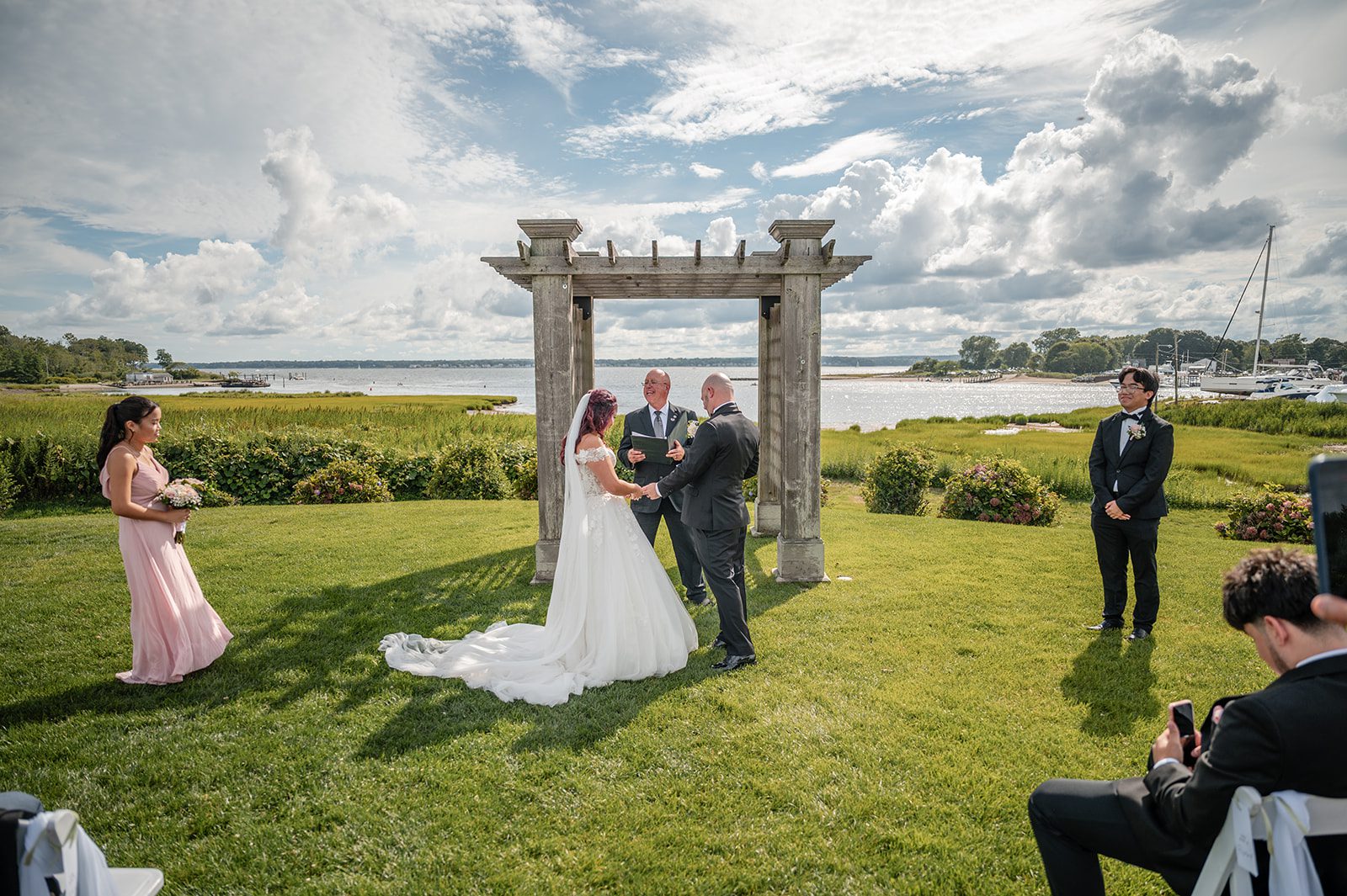 harbor-lights-timeless-providence-feng-donald-p023-11 Wide view of the ceremony arbor and bay