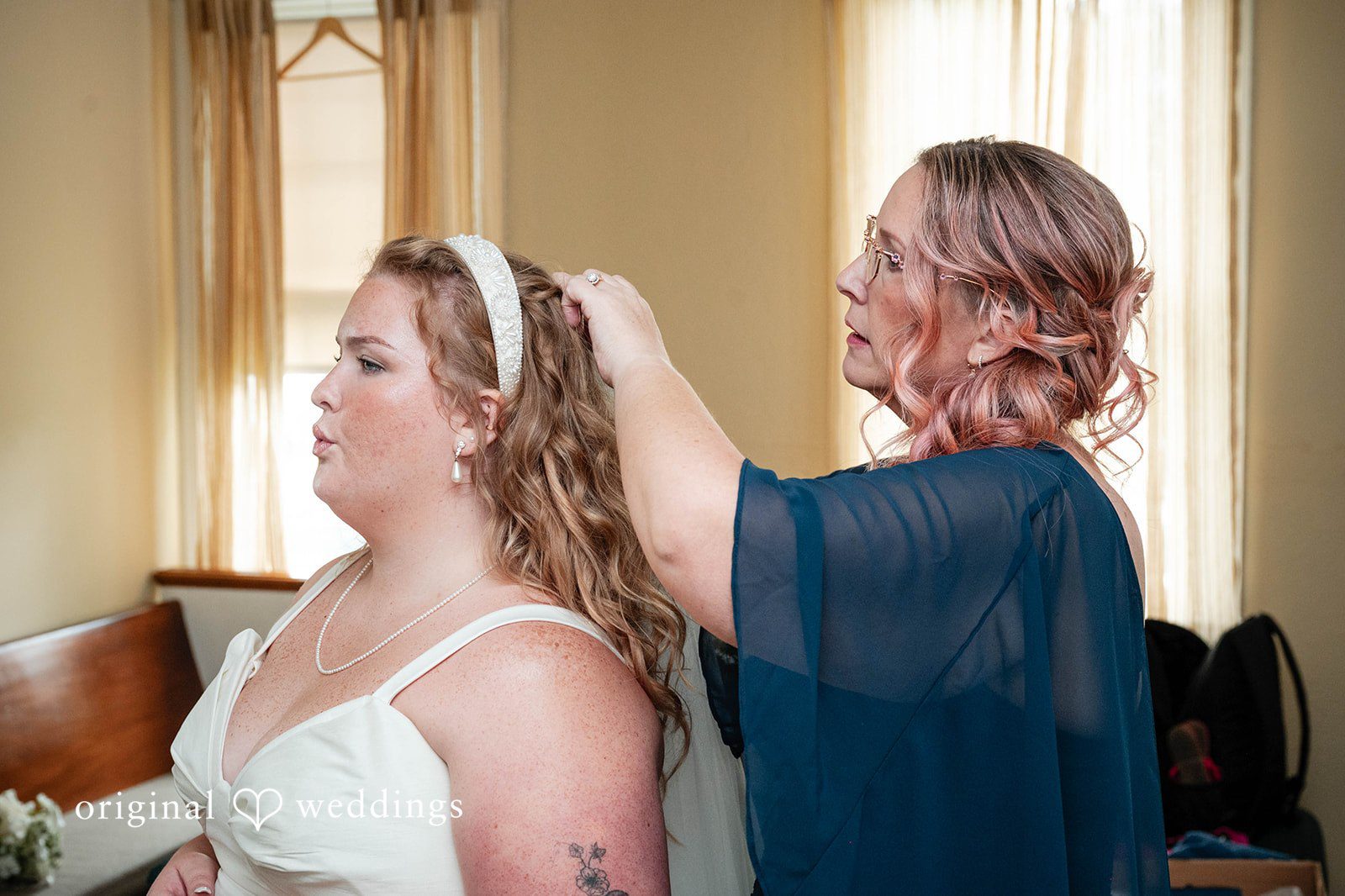 Bethany + Eddie Bride getting ready with a loved one