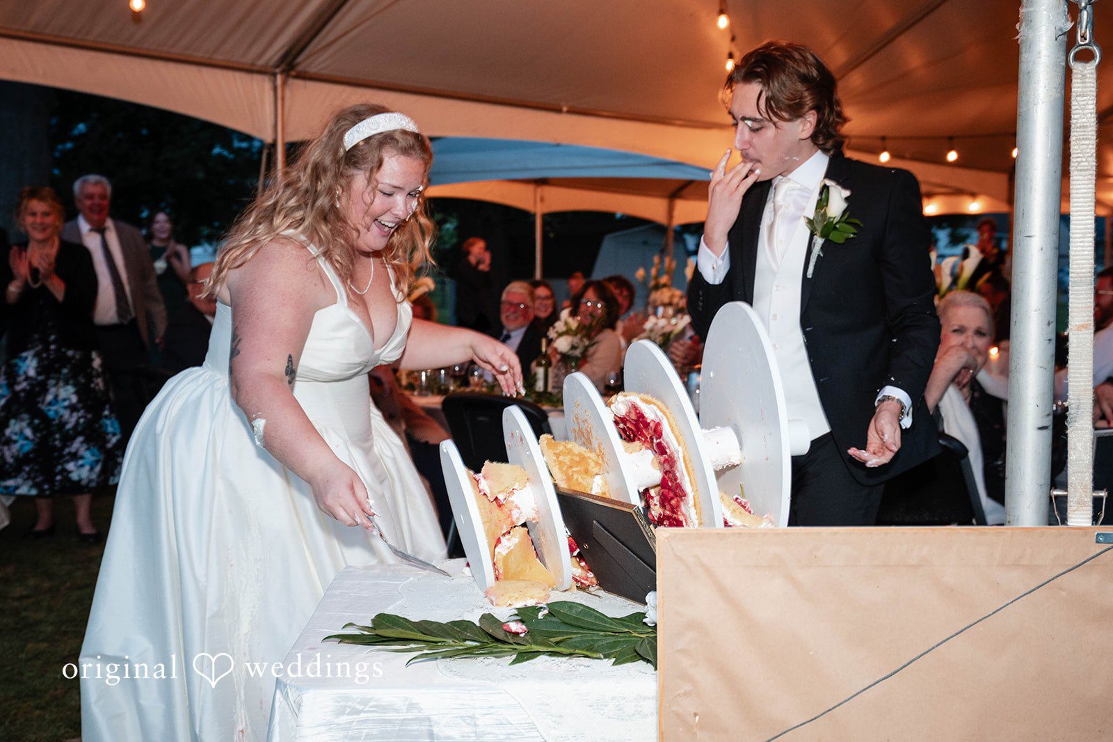 Bethany + Eddie Couple at their reception table