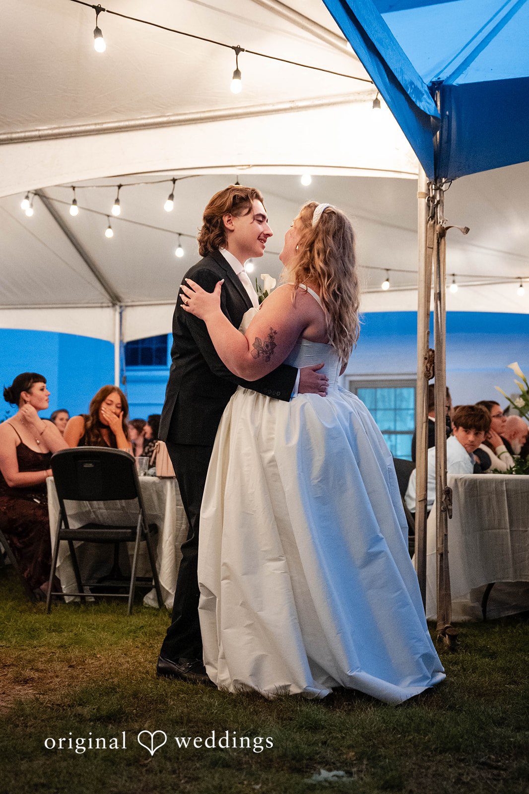 Bethany + Eddie Couple sharing a dance under the tent
