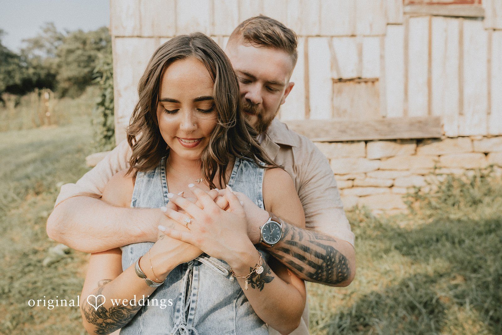 Emily + Elijah The couple shares a romantic moment