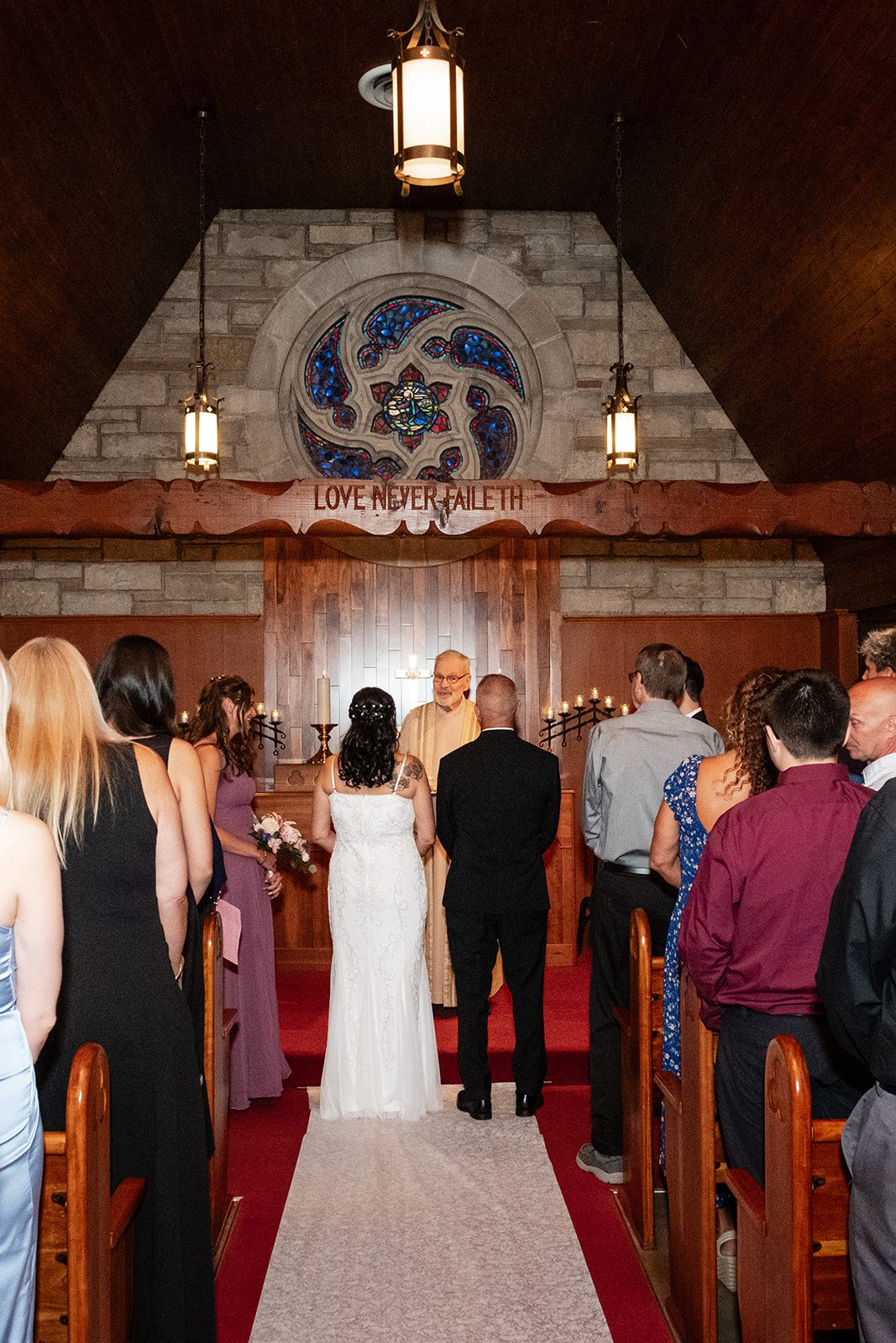 Bride walking down the chapel aisle Bride walking down the chapel aisle