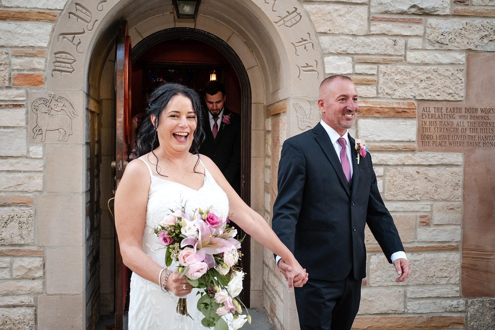 Couple leaving the chapel Couple leaving the chapel
