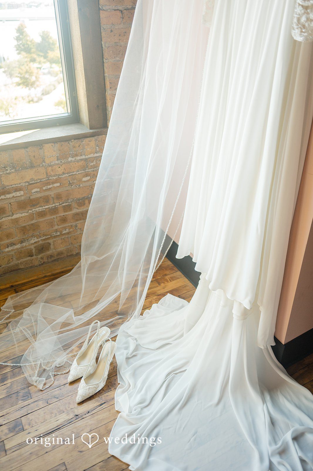 Michael + Haley Close look at the bride's veil and gown