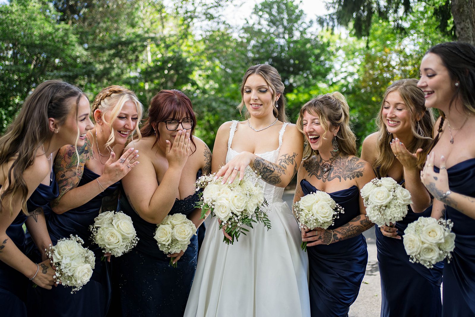 linwood-estate-timeless-baltimore-autumn-dylan-013-40 Bridesmaids cheering for the bride
