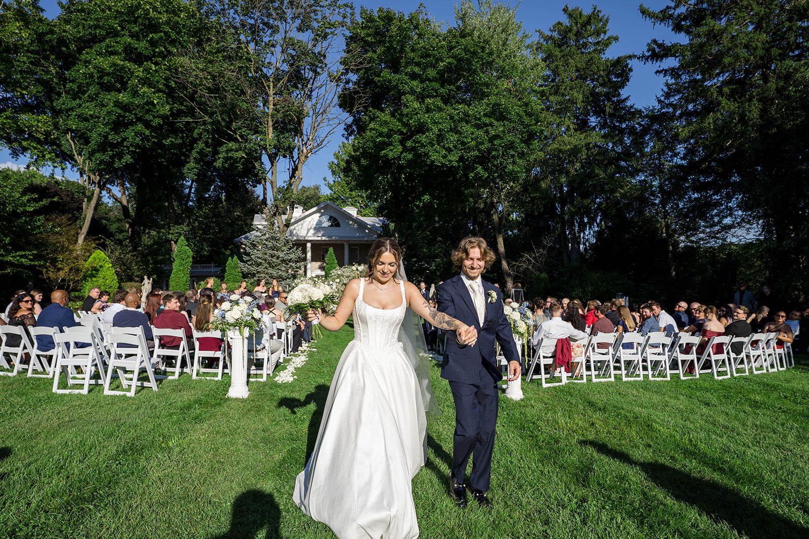 linwood-estate-timeless-baltimore-autumn-dylan-027-51 Newlyweds walking back up the aisle