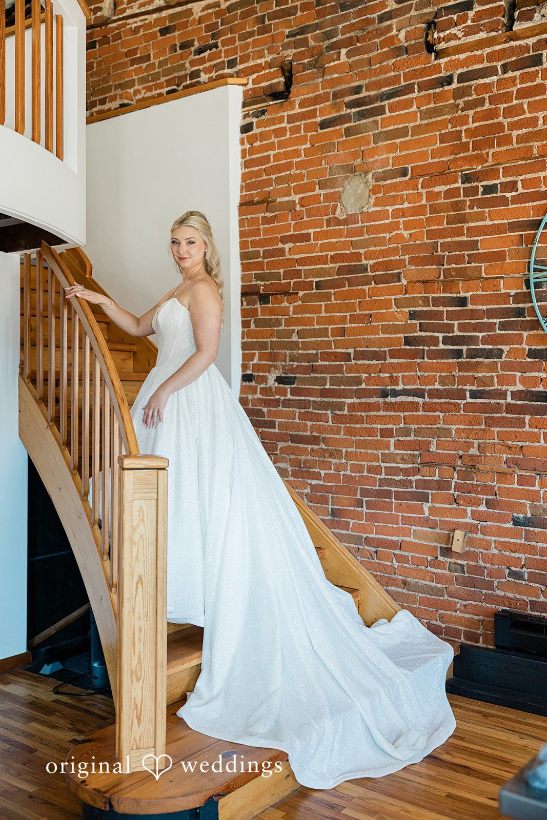 Claire + Alex Portrait of the bride by the stairs
