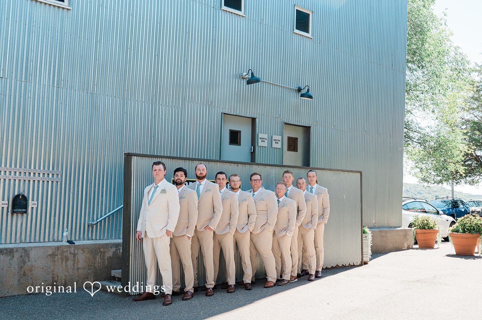 Claire + Alex A stylish portrait of the groom and the groomsmen