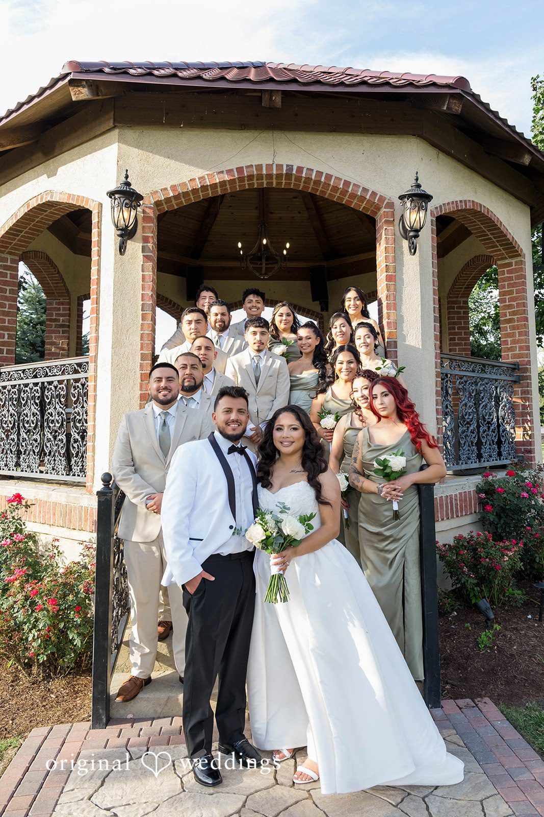 September 12, 2026 – Sierra & Arturo – (ID-4123) Wedding party and family on the church steps