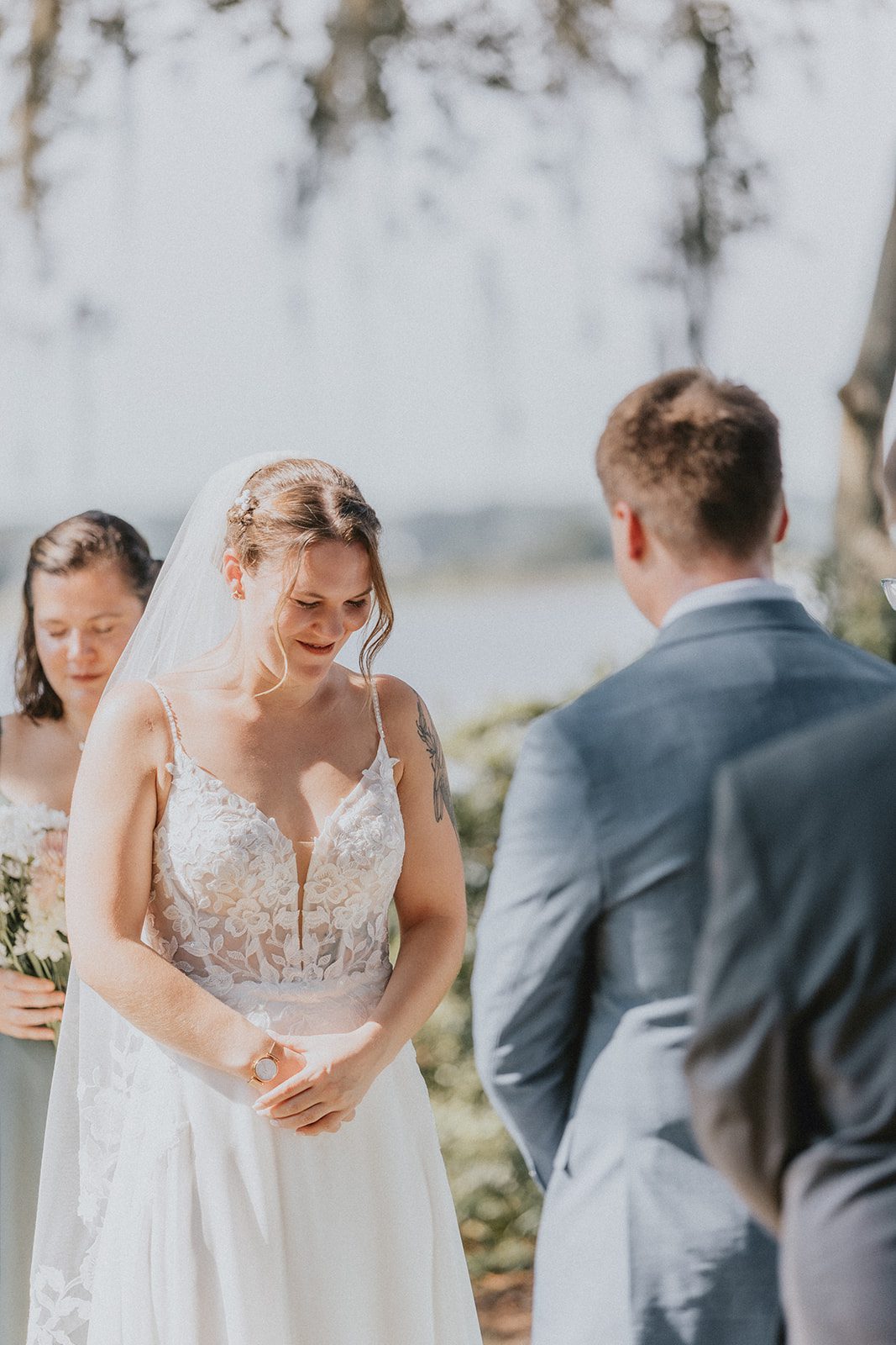 Couple sharing vows Couple sharing vows
