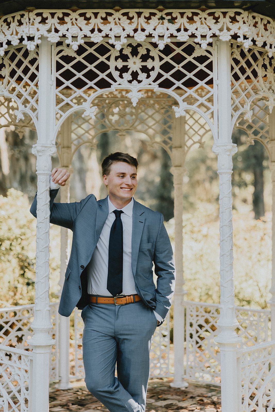 Groom at the white gazebo Groom at the white gazebo
