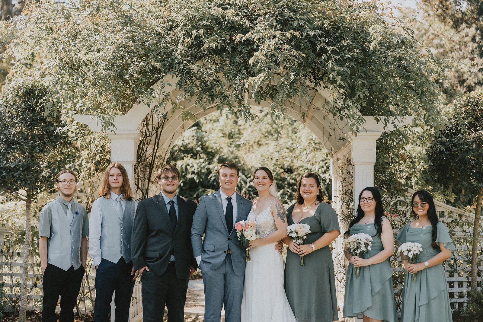 Wedding party under the trees Wedding party under the trees