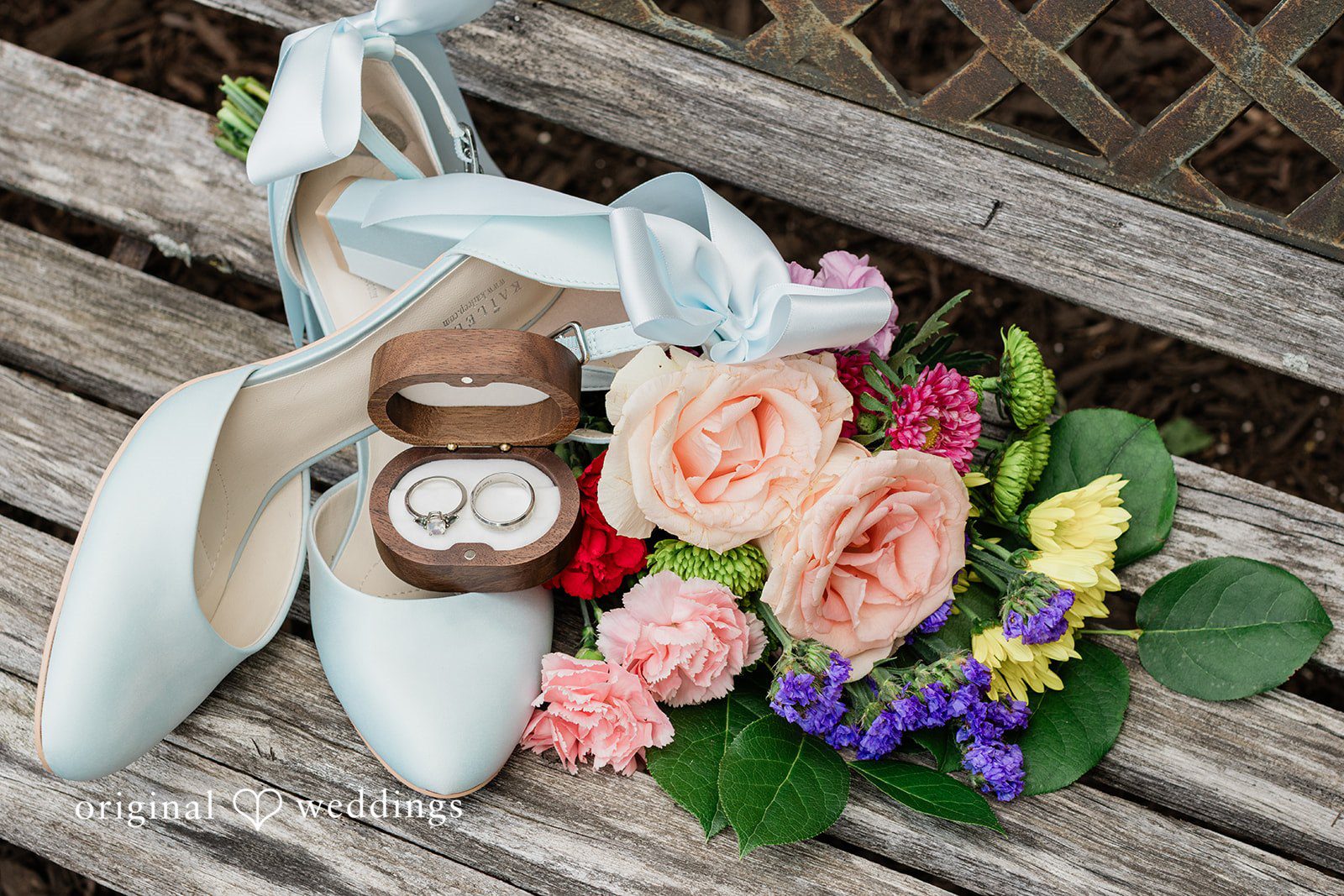 Nicole + Corey Shoes, rings, bouquet