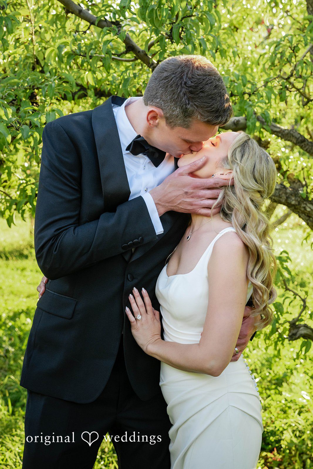 Couple sharing a kiss outdoors