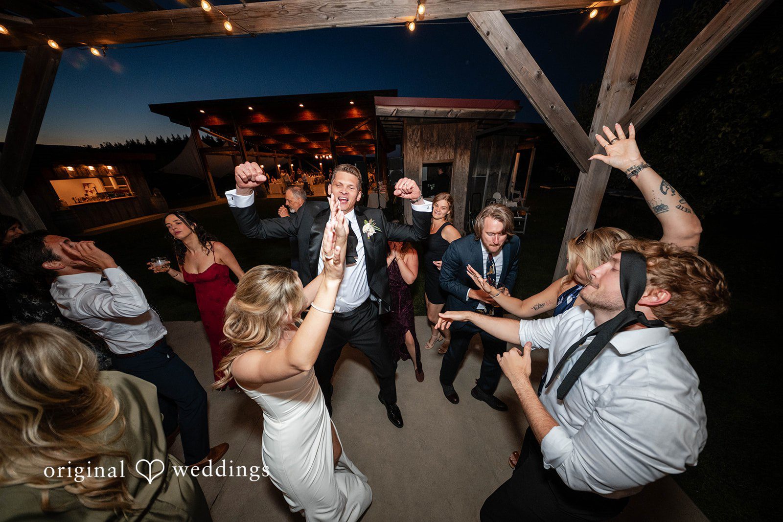 Guests dancing at the reception