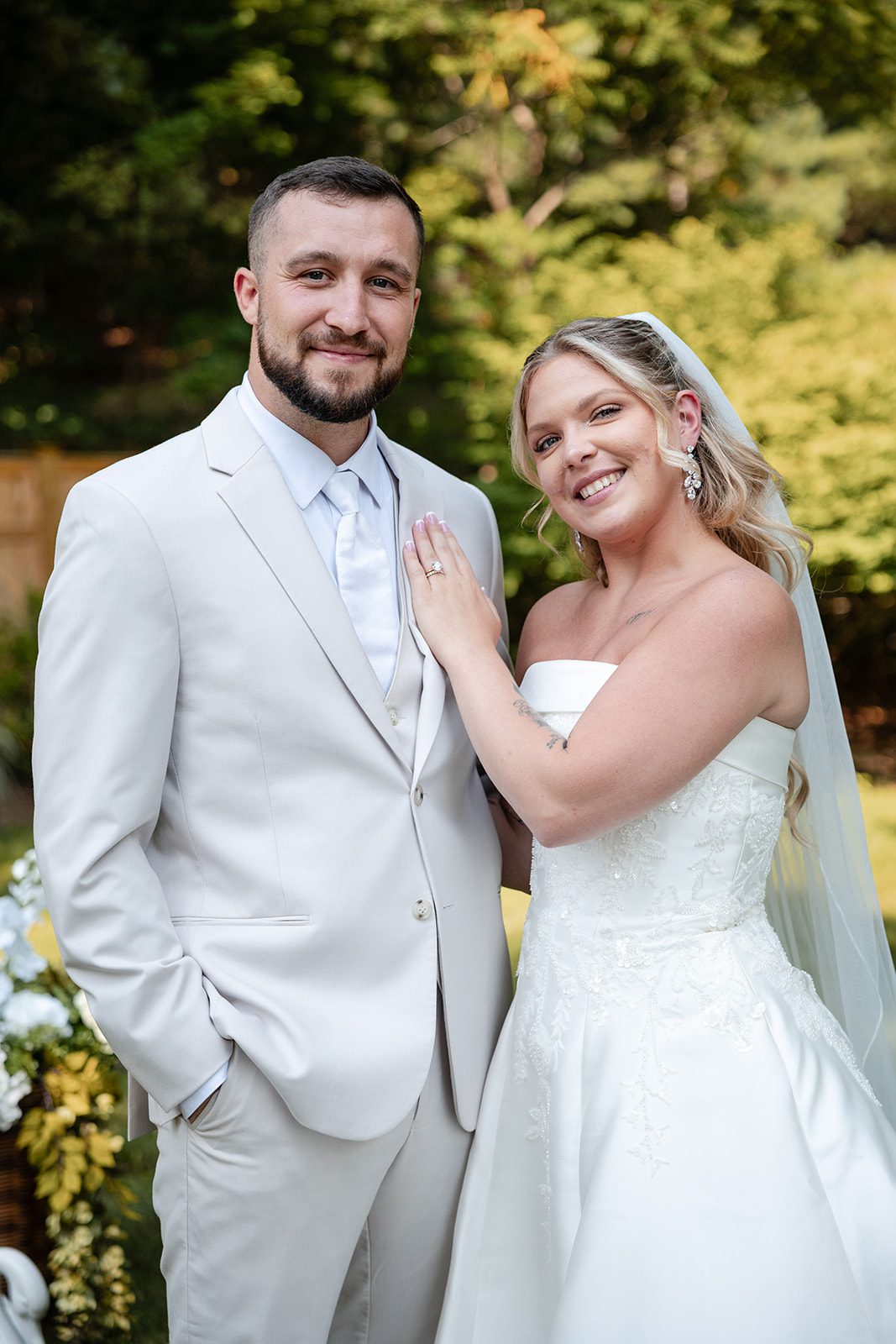 new-york-backyard-timeless-new-york-taylor-andrew-p016-28 Bride and groom smiling together in the garden