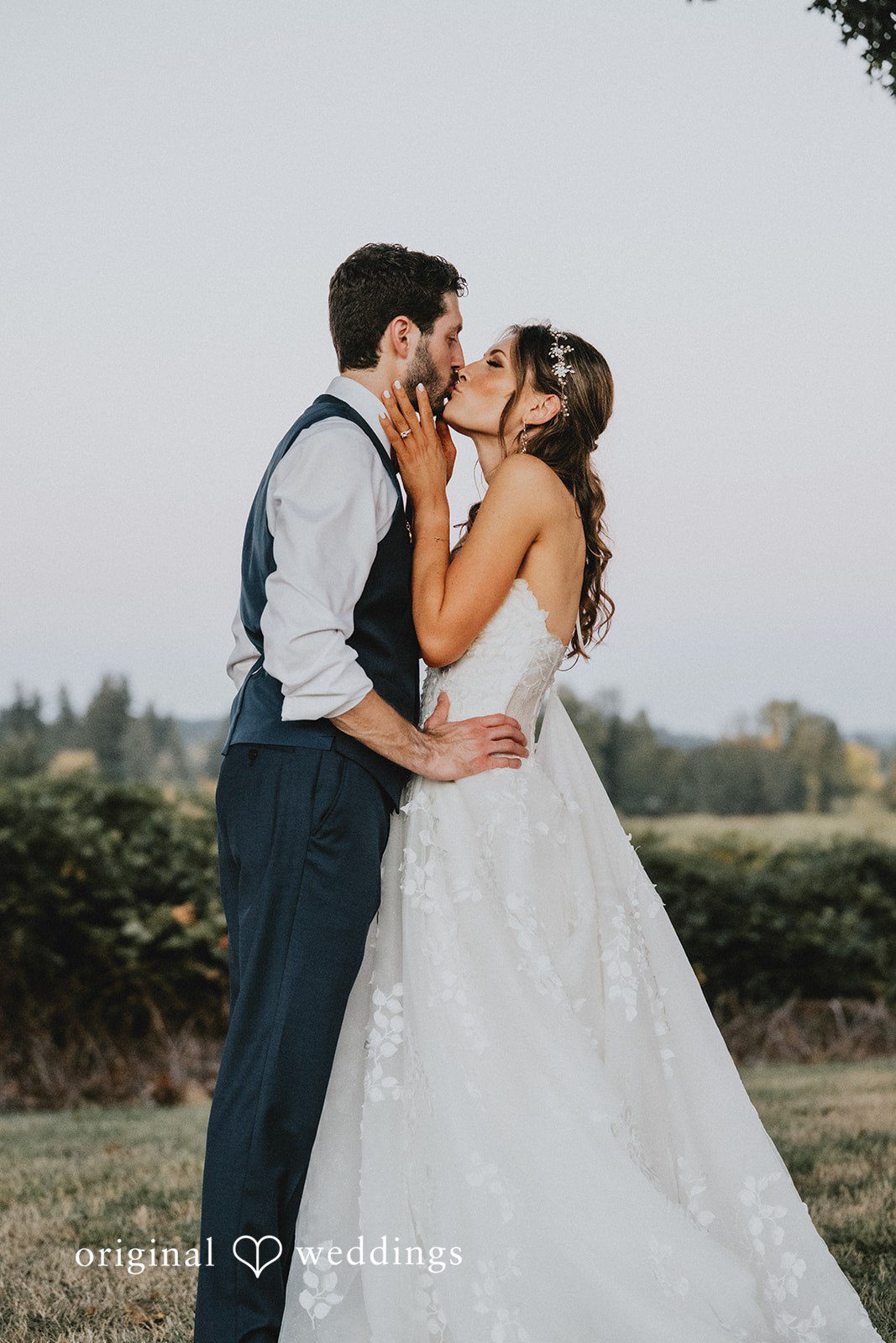Couple sharing a kiss outdoors