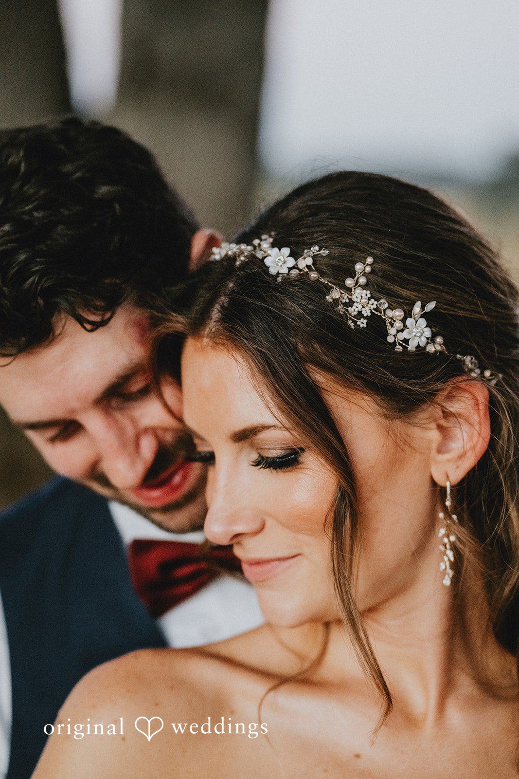 Couple sharing a close kiss