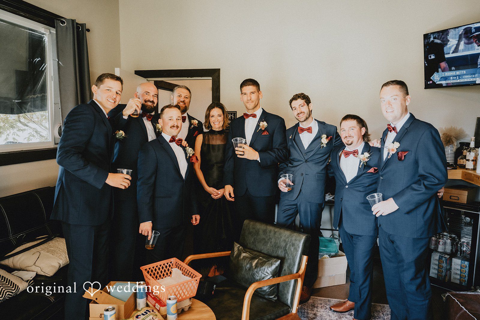 Groom with his groomsmen before the ceremony