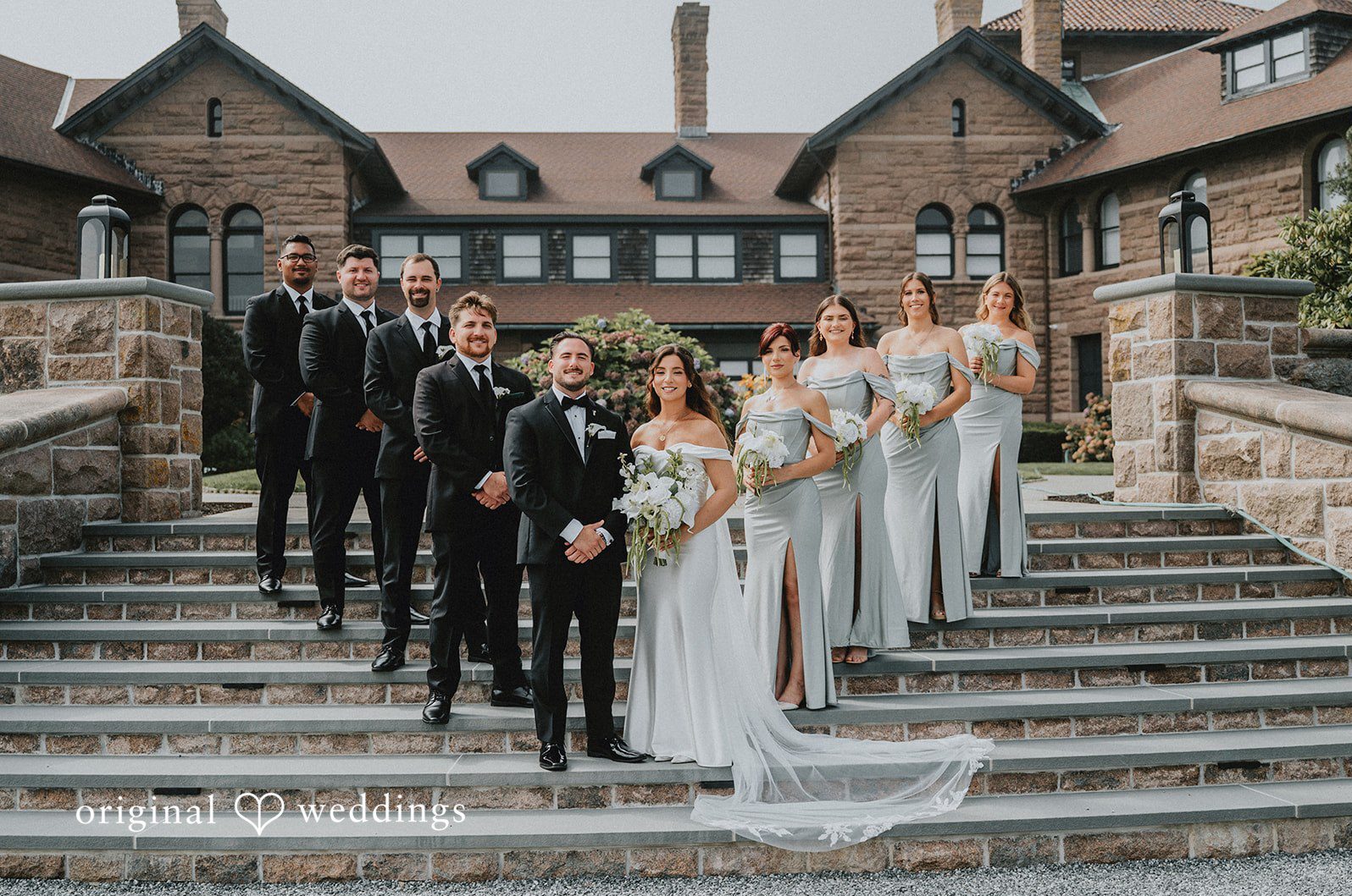 Sofia and Nicholas’s wedding portrait at OceanCliff in Newport, Rhode Island, captured by Providence wedding photographers.