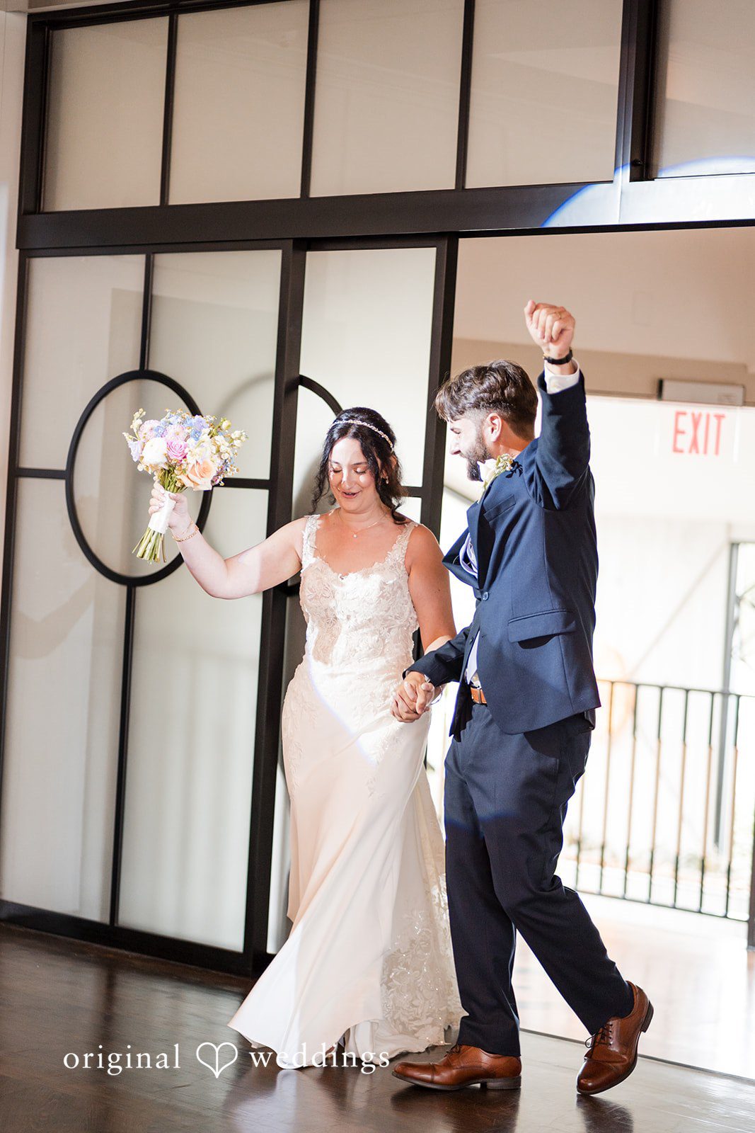 Francesca + Steven The couple makes a joyful entrance