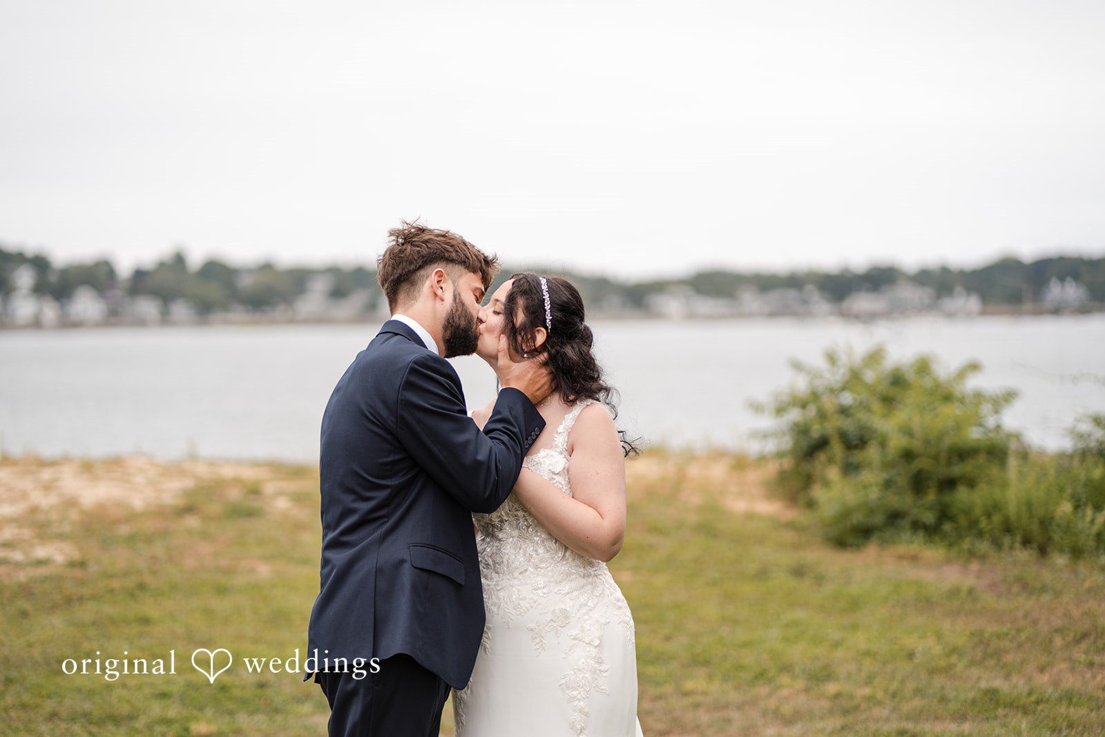 Francesca + Steven The couple takes a romantic kiss
