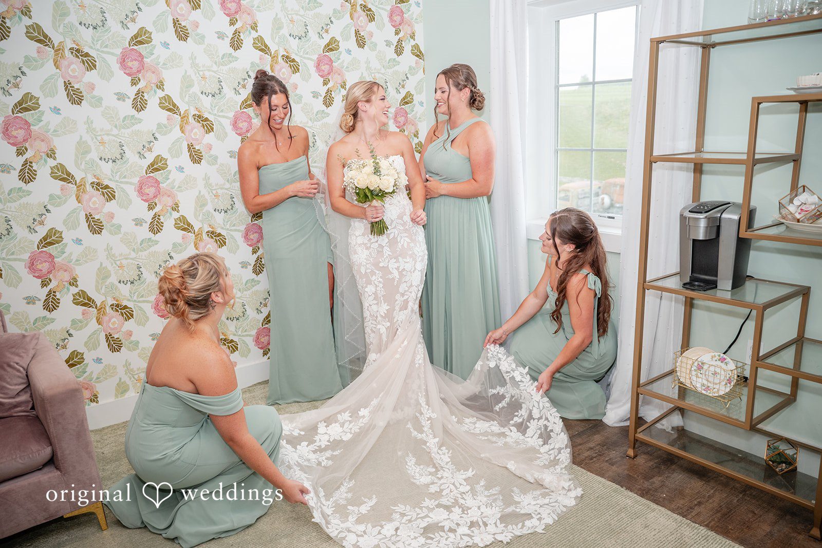 Taylor + Grady A beautiful portrait of the bride and her bridesmaids