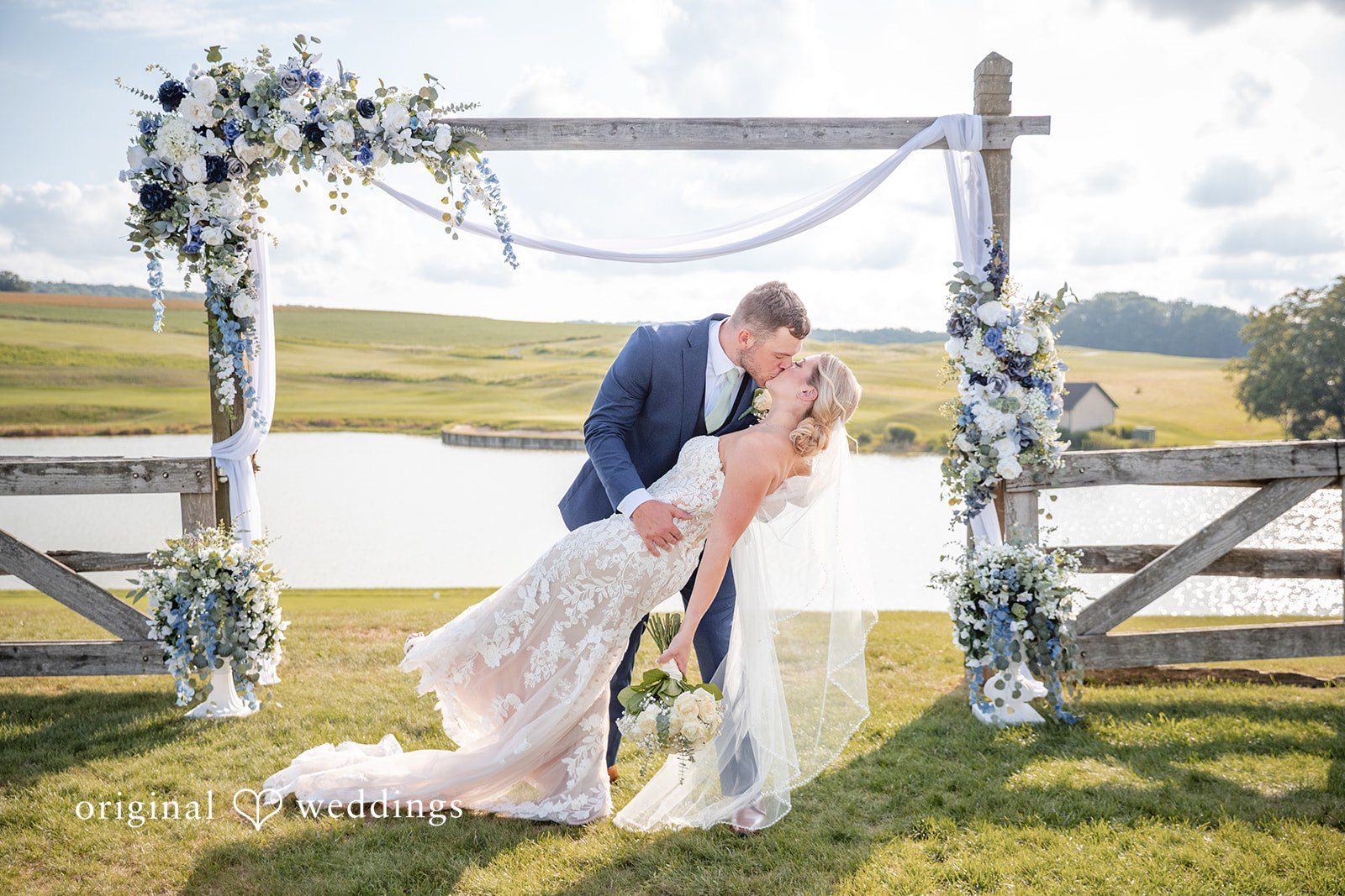 Taylor + Grady Our Philadelphia wedding photographers captured a romantic portrait of the couple outdoors at Olde Homestead Golf