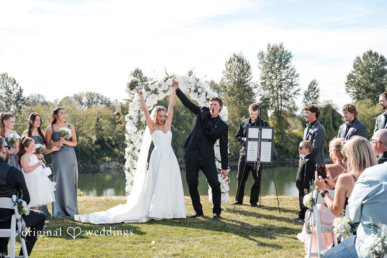 Baylee + Jackson Couple celebrating after the ceremony