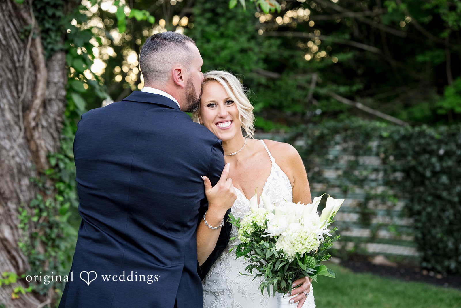 August 29, 2026 – Brittany & Vincent – (ID-5826) Groom kissing the bride's cheek in a Pennsylvania backyard
