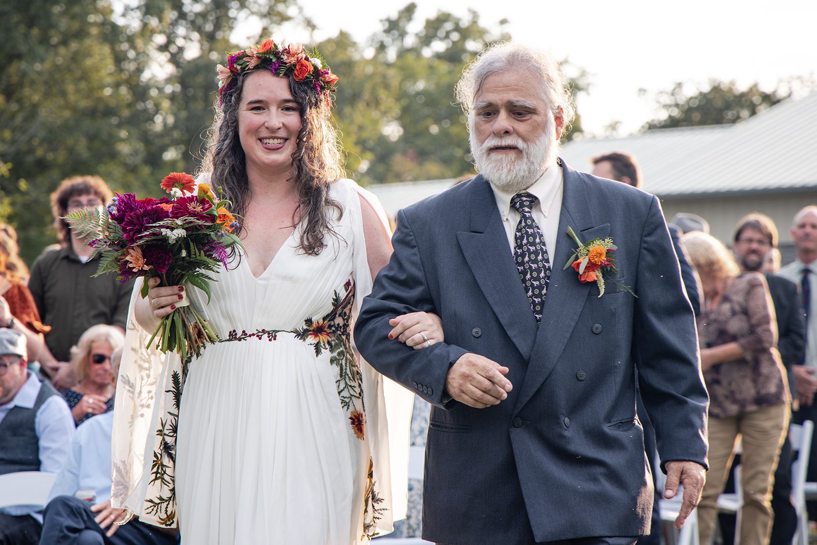 Bride walking down the aisle with her father