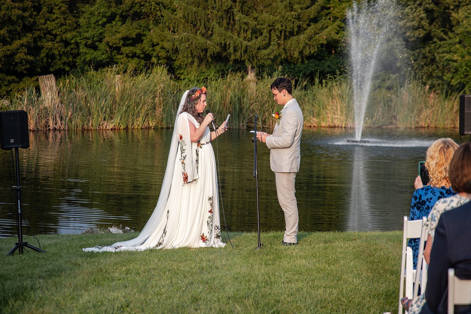 Ceremony by the fountain at Pyramid Hill Sculpture Park