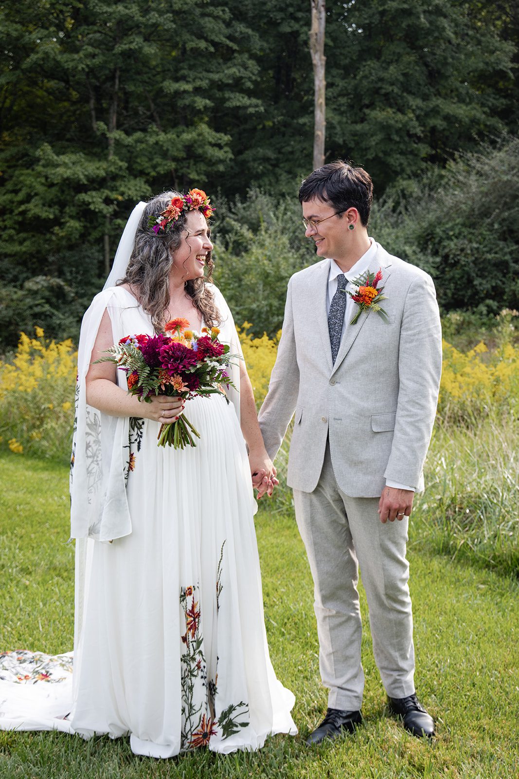 Bride and groom standing together