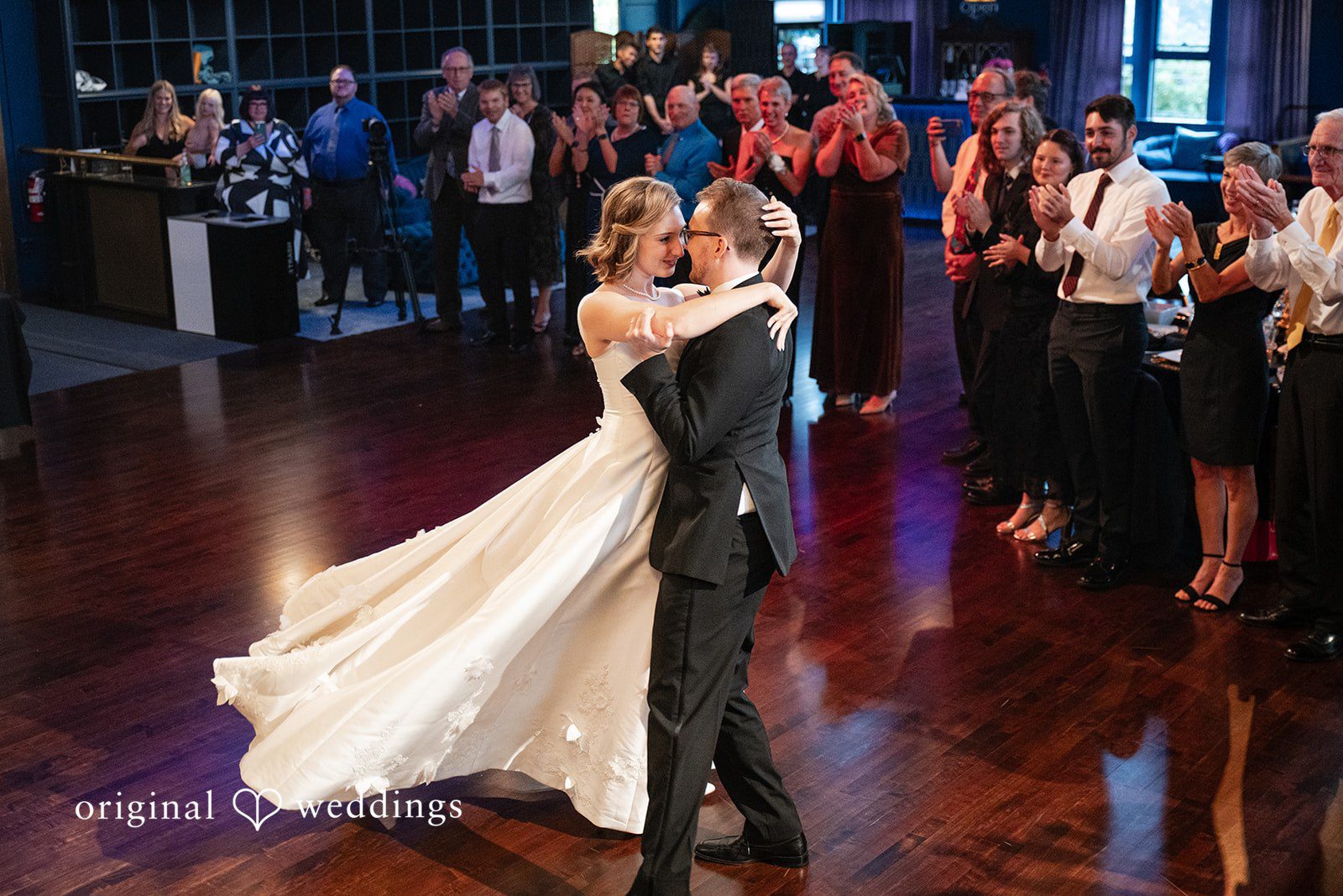First dance surrounded by guests