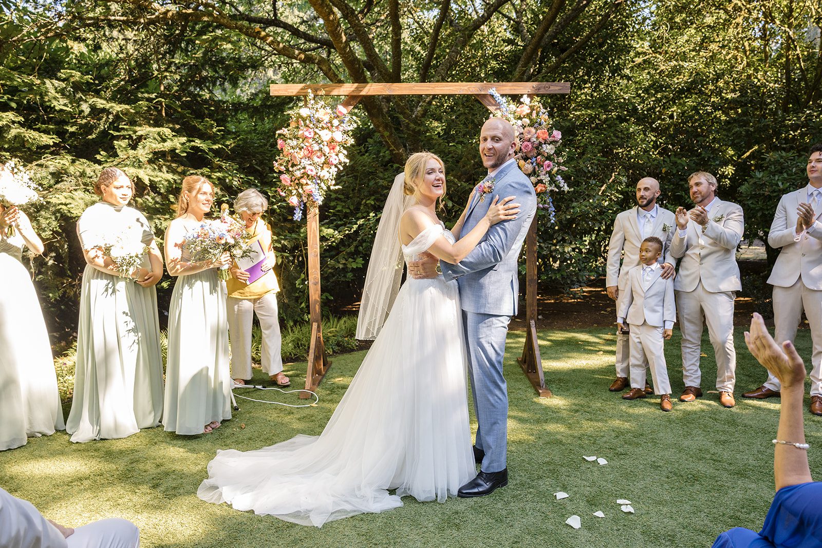 Couple during their garden ceremony