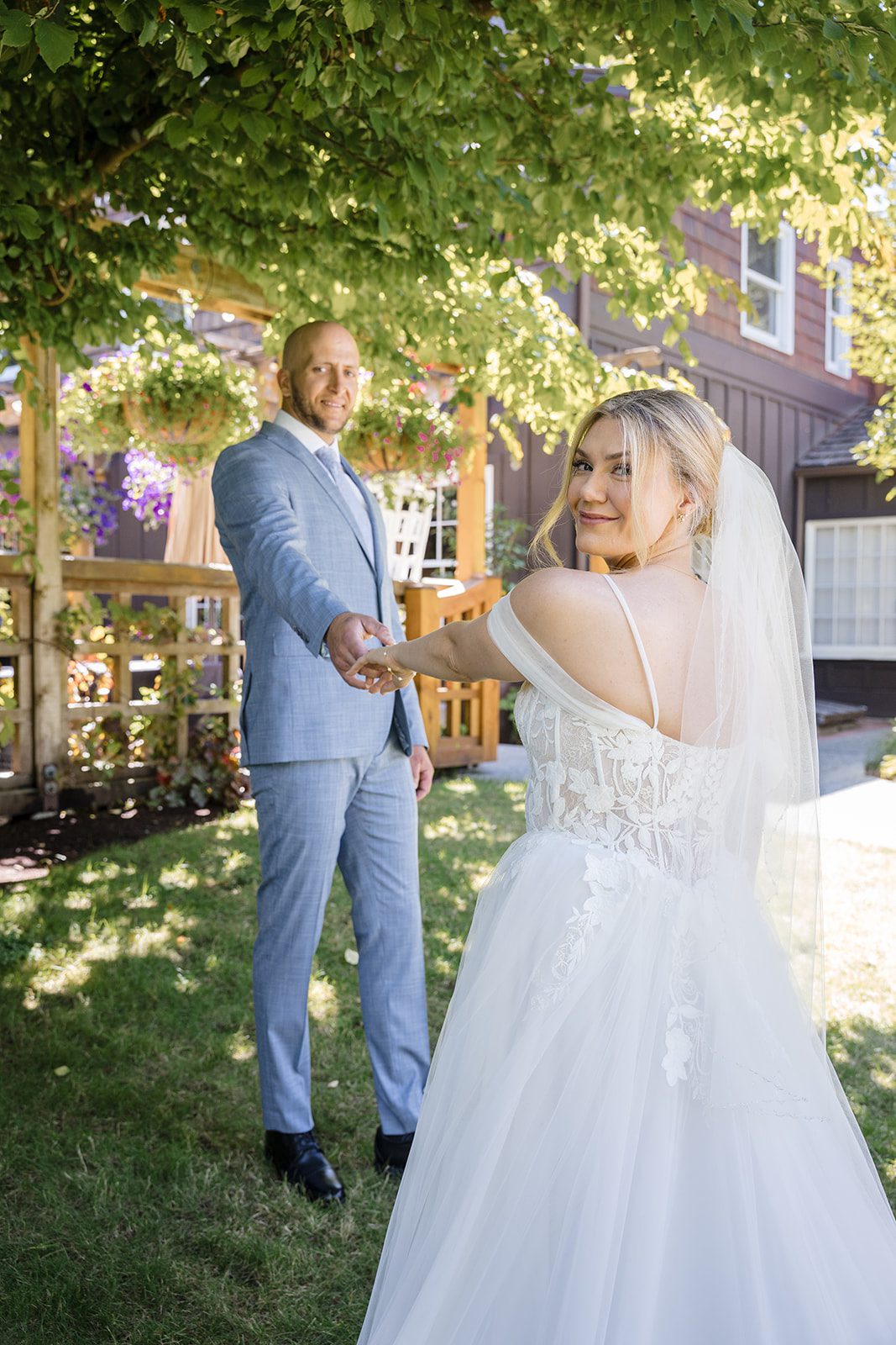 Groom seeing his bride for the first time