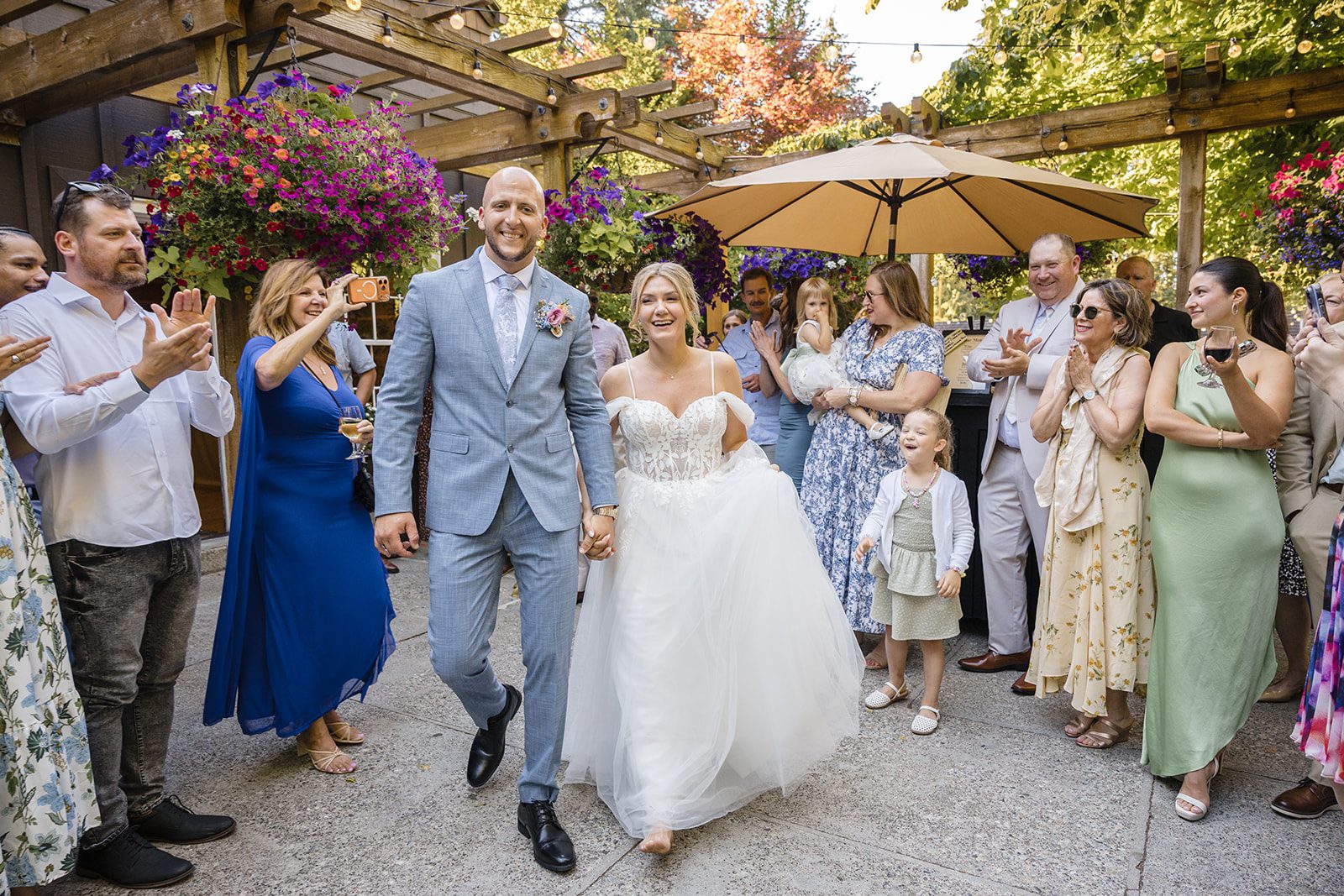 Newlyweds making their reception entrance