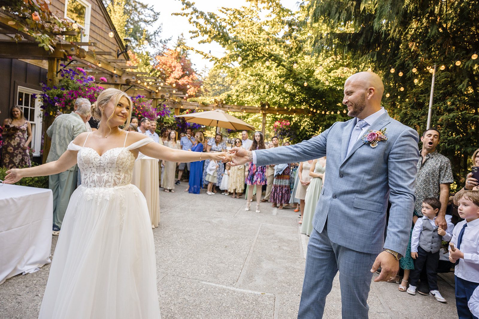 Guests cheering during the first dance