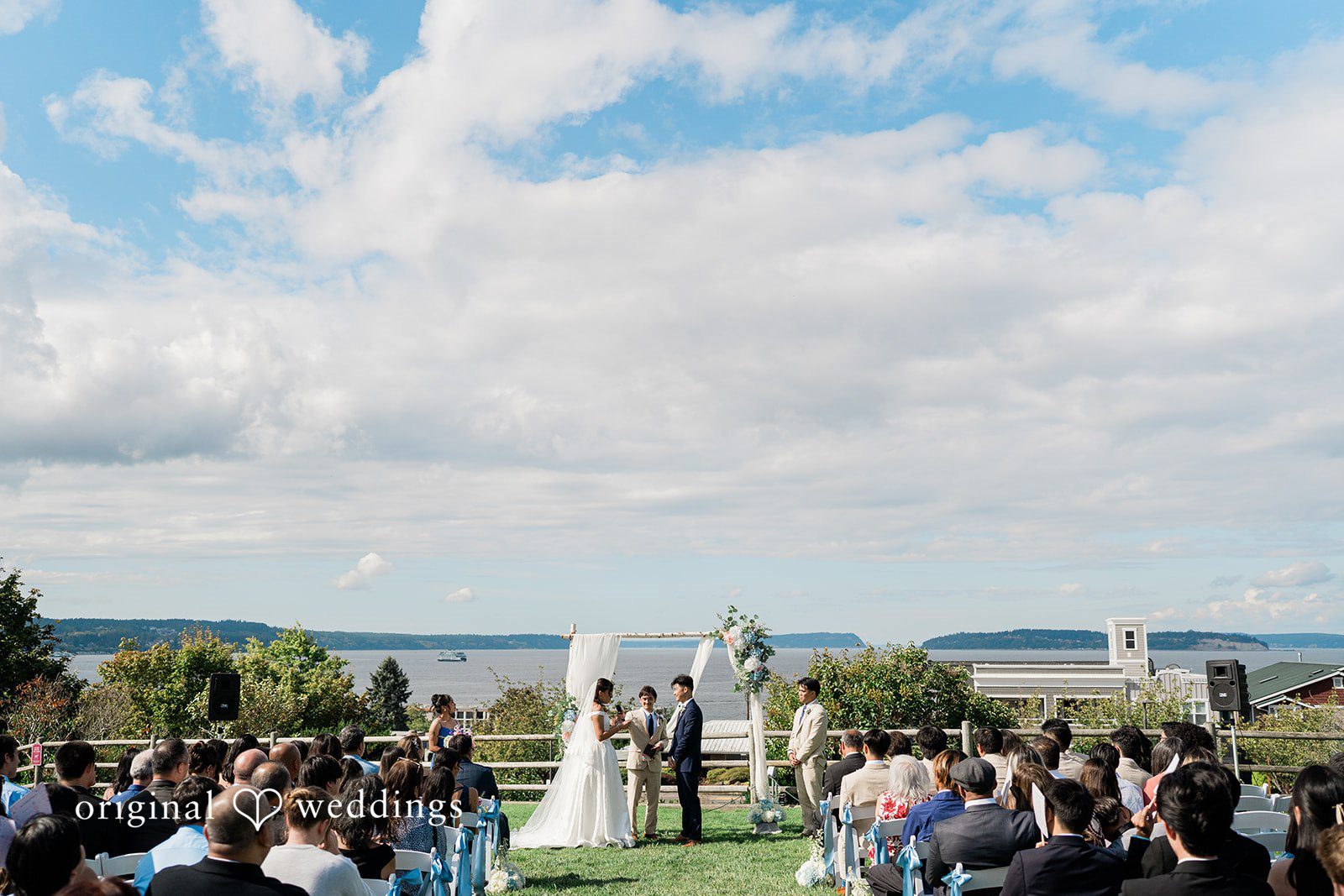 Russell + Bianca Waterfront wedding ceremony at RoseHill Community Center