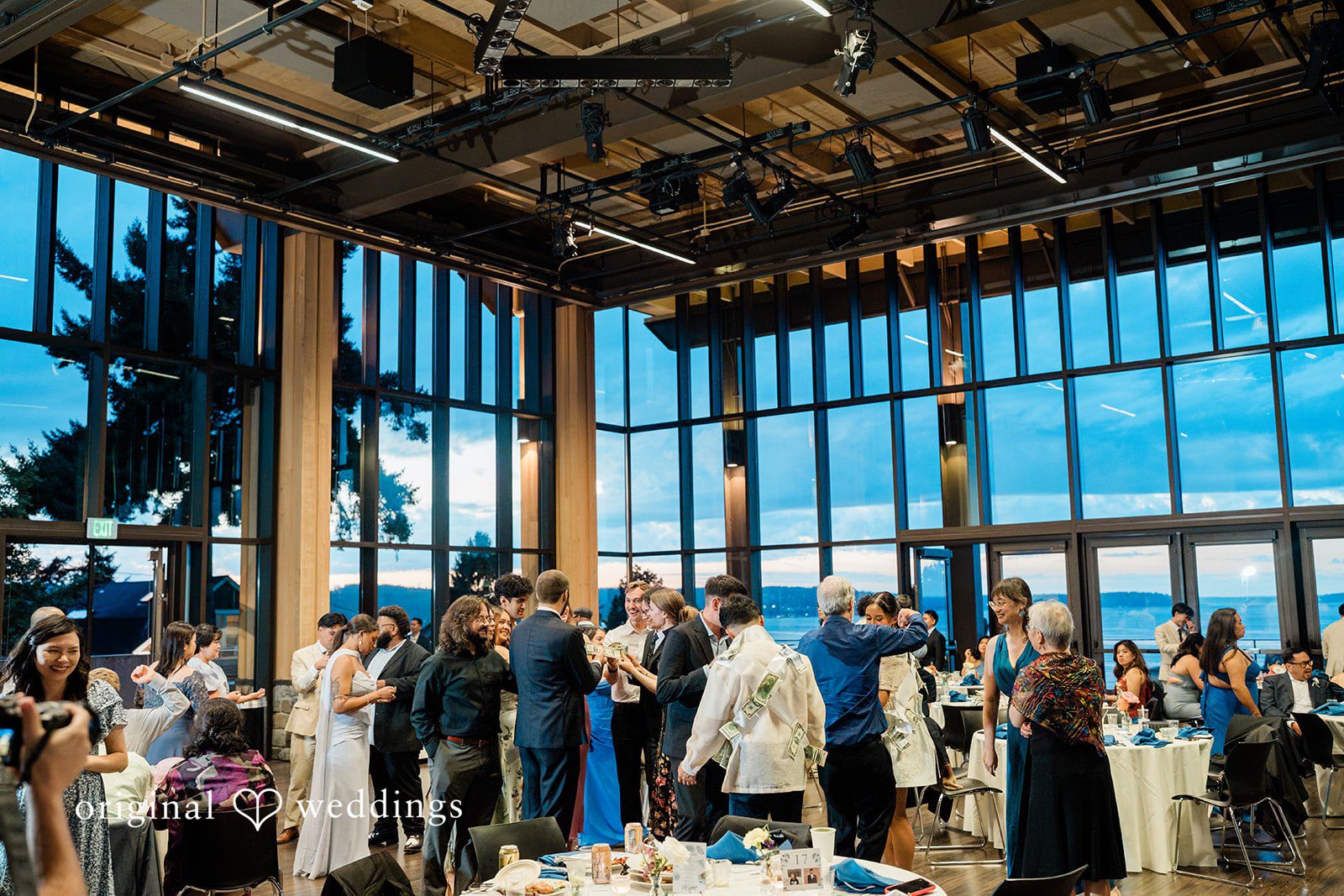 Russell + Bianca Guests celebrating at the reception at RoseHill Community Center